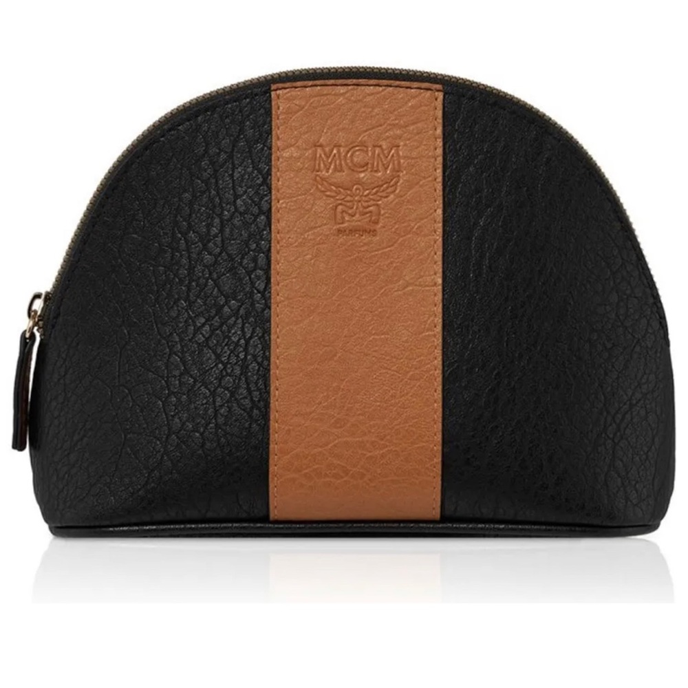 New Authentic MCM toiletry bag black and tan/brown